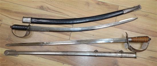 Two replica swords with scabbards